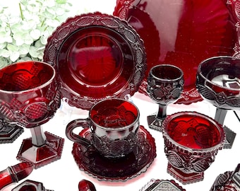 Vintage Avon 1876 Cape Cod Ruby Red Collection