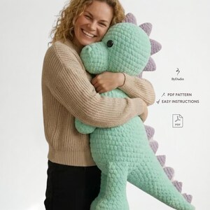 Virkmönster för överdimensionerade dinosaurier • Jättestor amigurumi plyschleksak • PDF-nedladdning