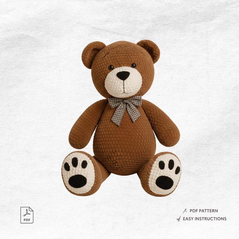 Big Teddy Bear Crochet Pattern PDF | Oversized Amigurumi Plush | DIY ...