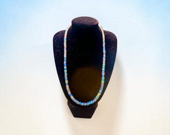 Natural Welo Opal Beaded Necklace | 925 Sterling Silver, Rondelle Beads, 17 Inch