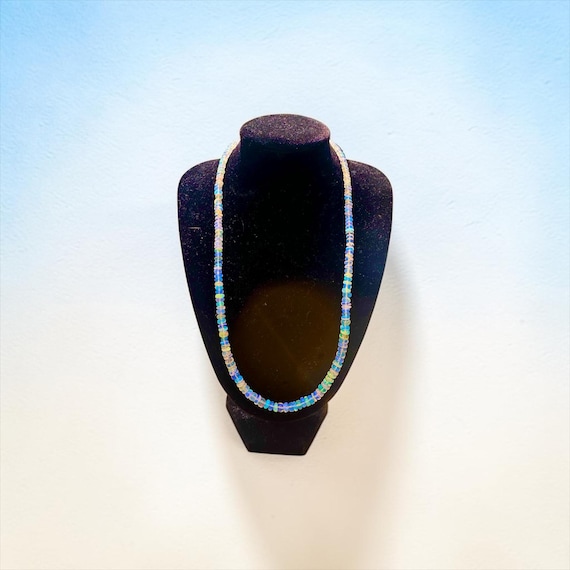 Natural Welo Opal Beaded Necklace | 925 Sterling Silver, Rondelle Beads, 17 Inch
