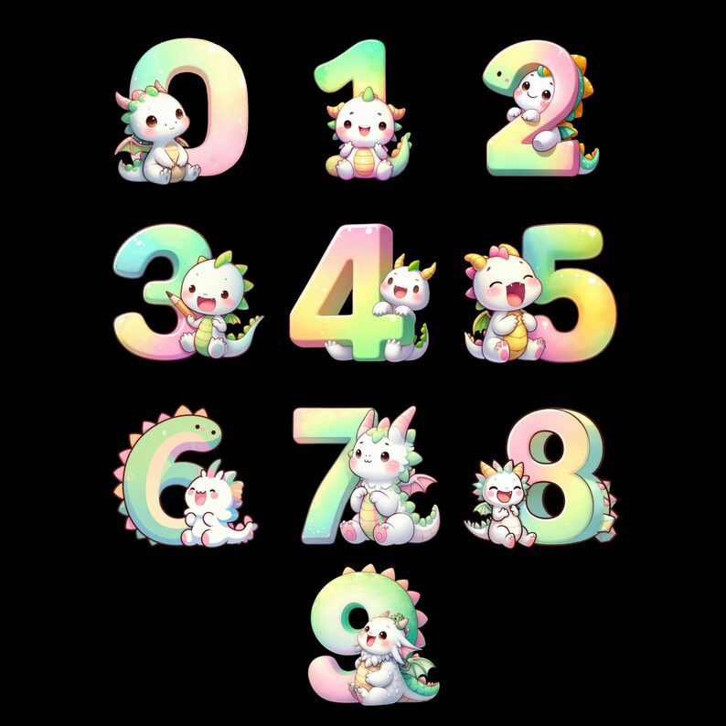 Baby Dragon Alphabet Numbers PNG A–Z 0–9 | Fantasy Dragon Letters ...