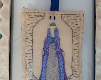 Hand-Embroidered "The High Priestess" Felt Tarot Card
