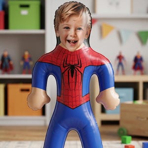 Personalized Kids Pool Party Inflatable Doll with Face, Custom Superhero Pool Toy, Funny Summer Birthday Party Gift, Pool Party Decor