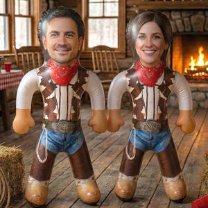 Custom Cowboy Inflatable Doll, Personalized Western Blow Up Doll, Bachelor and Bachelorette Party Decor