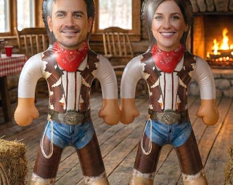 カスタムカウボーイインフレータブルドール、パーソナライズウエスタンブローアップドール、独身パーティーデコレーション