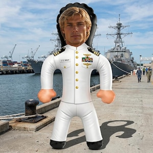 Personalized Navy Officer Inflatable, Custom Photo Doll for Military Retirement, Navy Graduation Decor, Air Bod Bachelor Party Standee