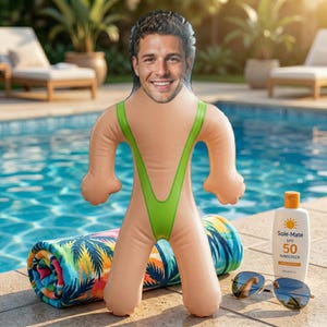 Custom Face Pool Party Inflatable Doll, Funny Personalized Beach & Birthday Party Gift, Gag Gift for Him