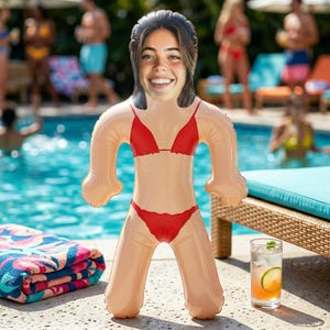 Custom Face Funny Beach Doll, Personalized Inflatable Look-A-Like Pool Party Gift, Inflatable Girlfriend