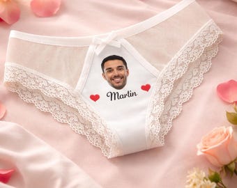 Bragas personalizadas con cara, ropa interior con cara de novio, bragas de encaje personalizadas, ropa interior con foto personalizada, regalo de despedida de soltera