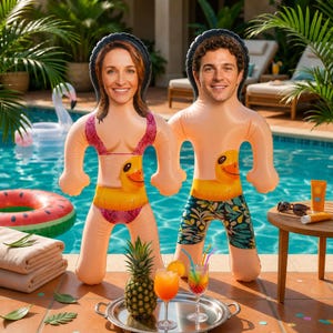 Custom gezicht opblaasbare zwembadvlotter, vrijgezellenfeest, grappig vrijgezellenfeest, gepersonaliseerde opblaaspop, bruidsteam pool party prop
