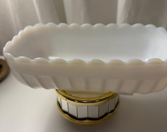 Vintage 1970’s Milk Glass Pedestal Compote by Indiana Glass