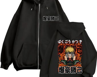 Camiseta gráfica, sudadera y sudadera con capucha con cremallera de My Hero Academia Bakugo Katsuki, camiseta unisex de manga y anime Harajuku