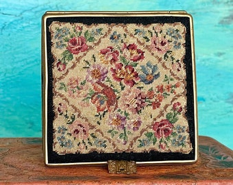 Antique 1930s PetitPoint Compact Mirror