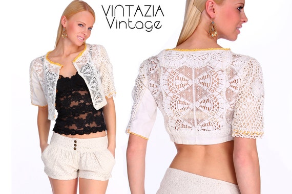 Vintage Crochet Top Cardigan One Of A Kind