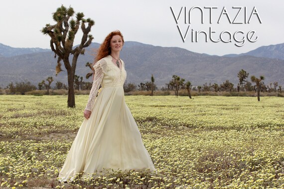 70s White Boho Hippie Lace Wedding Maxi Dress