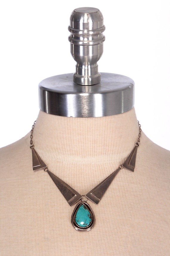 Vintage Turquoise Sterling Silver Necklace Pendant