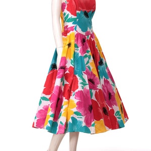 Vintage 80s Bold Floral Dress with Pockets image 3