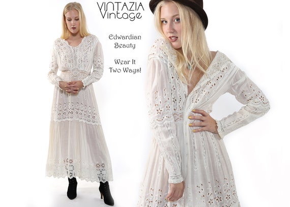 Edwardian White Dress/Lace Dress/Boho Wedding Dres