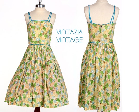 Vintage 50s Floral Dress Pin Up Julie Miller Sundr