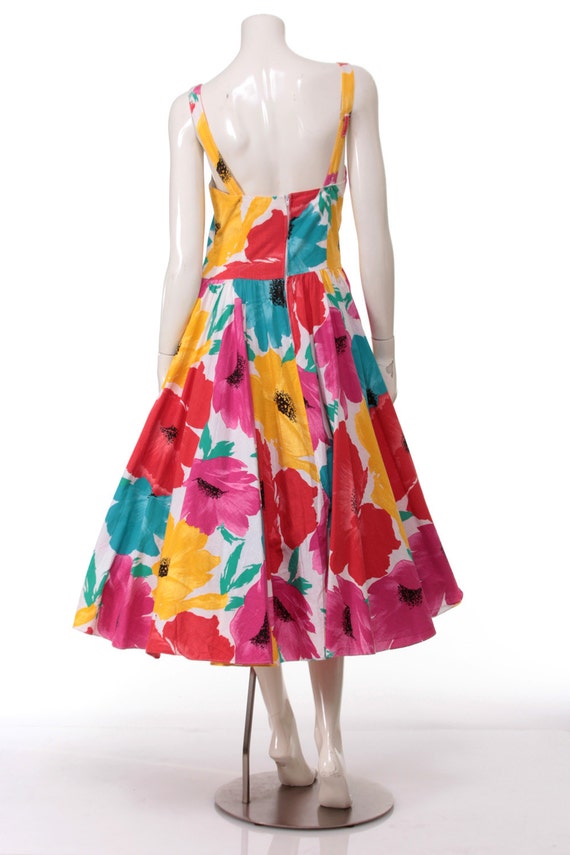 Vintage 80s Bold Floral Dress with Pockets - image 4