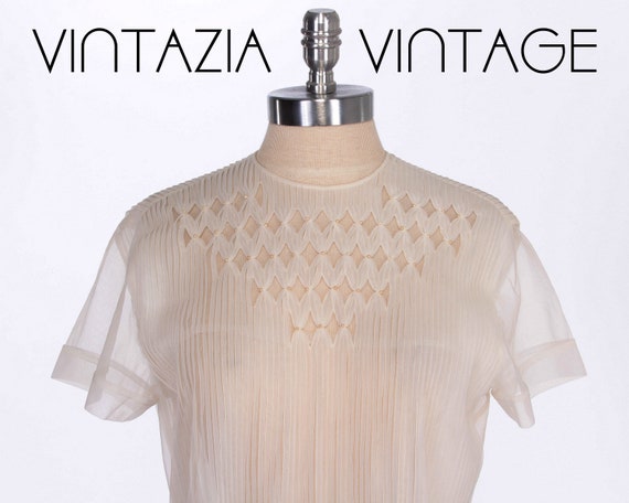 Vintage 1950s Sheer White Top