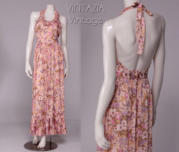 floral open back maxi dress