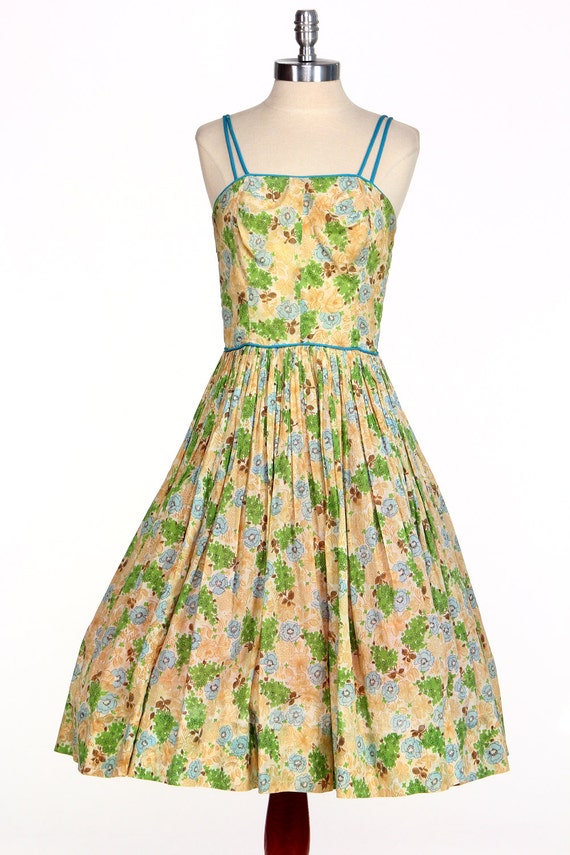 Vintage 50s Floral Dress Pin Up Julie Miller Sundr