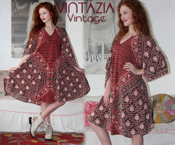 70's Ethnic Hippie Dress/Vintage Indian Dress