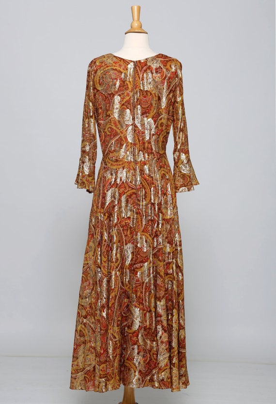 1960s Studded & Embellished Metallic Backless Dress