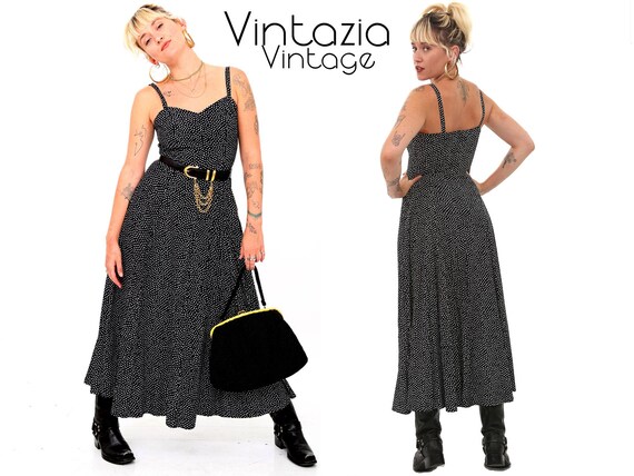 Vintage 80s Black and White Polka Dot Dress
