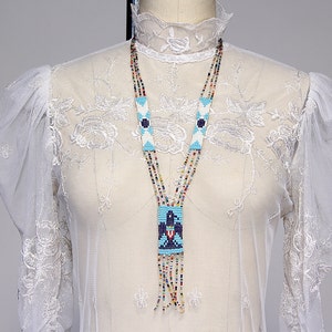70s Beaded Indian Necklace American Eagle