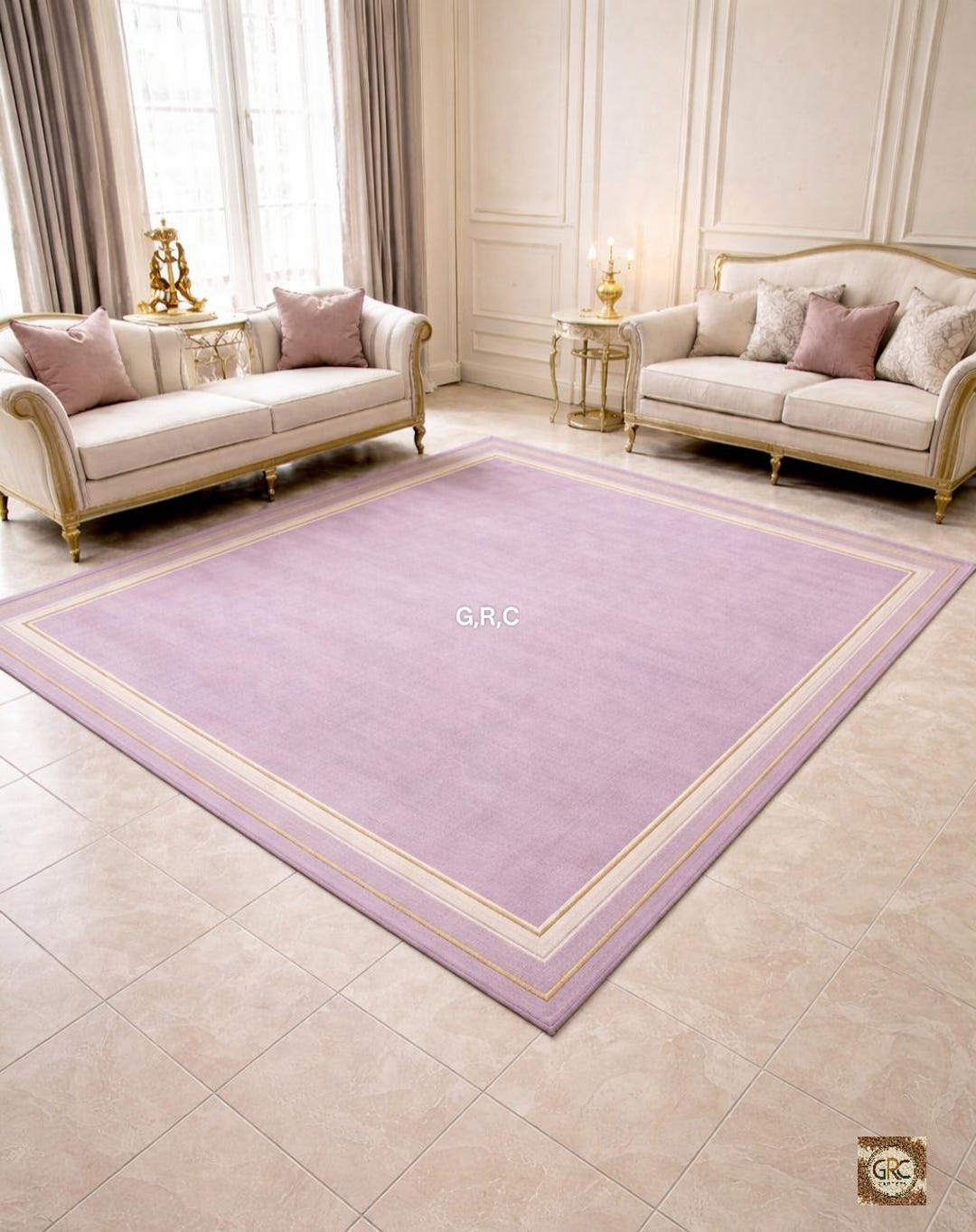 Border Area Rug Pink Luxury Blush Pink Handmade Area Rug – Minimalist Border Carpet for ...
