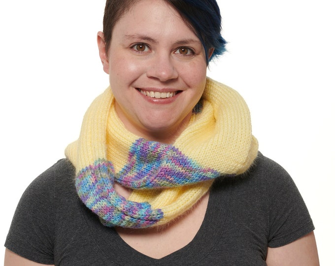 Hidden pocket scarf yellow and pastel mix infinity scarf with a hidden zippered pocket