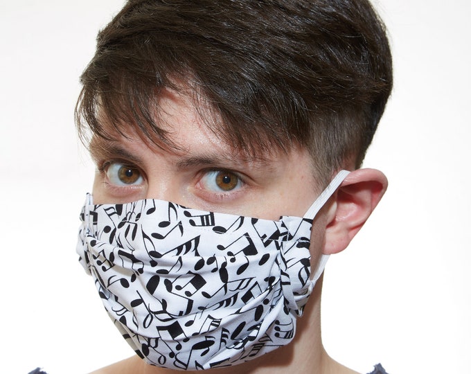 Music notes face mask, Adult size