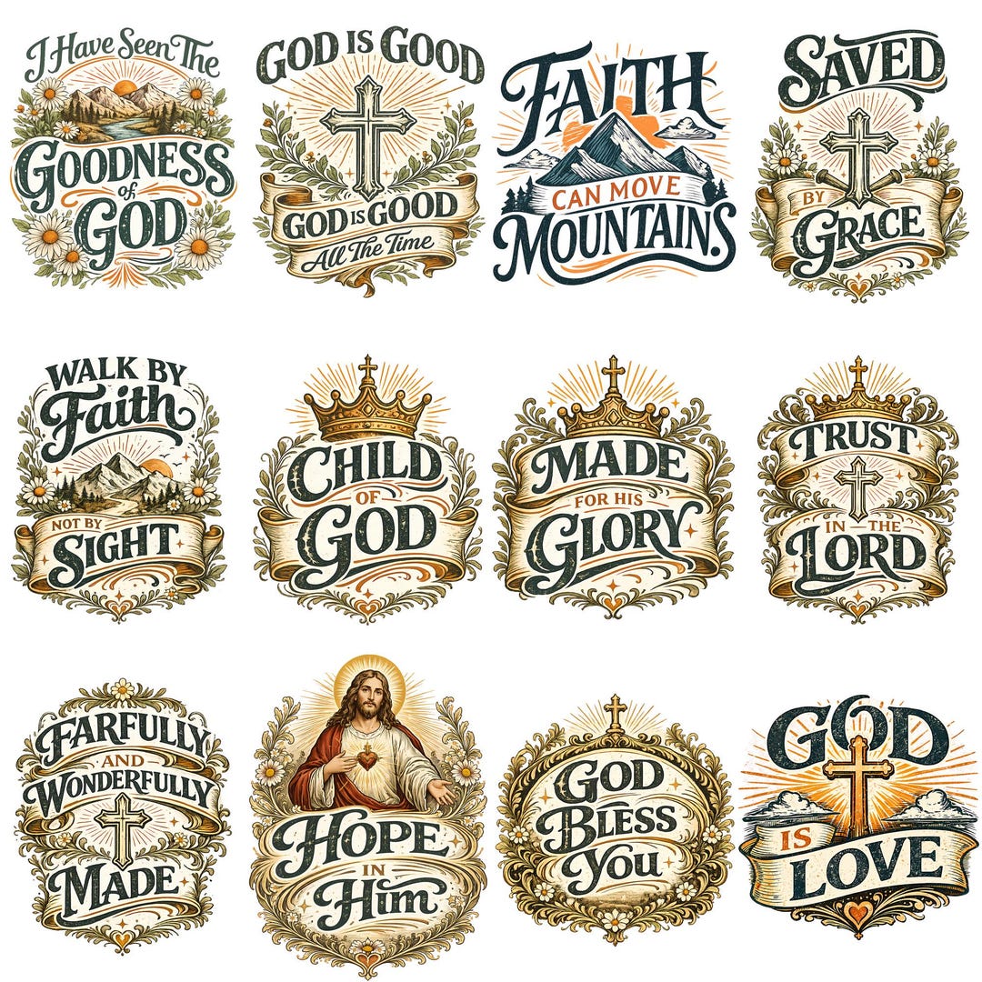 Christian PNG Bundle, Bible Verse Sublimation, Faith Over Fear PNG ...