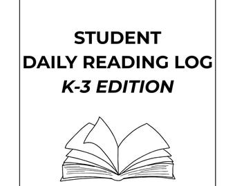 Registro diario de lectura para niños / Registro de lectura imprimible para K-3 / Recurso de alfabetización para el aula y el hogar