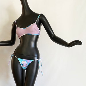 10 Rosa Chá Vintage 90s Brazilian Bikini Sexy Swimsuit String Tie Lavender Water Bottle NOS New Old Stock Deadstock Made in Brazil image 1