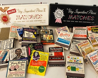 RARE "Very Important Places" MATCHES Collections 1 & 2 | Vintage 1950s Matchbooks | Humorous, Bawdy, Politically Incorrect Novely Gift Set