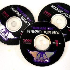 001) CDs ROCKLINE raros do AEROSMITH | Conjunto de 3 | 1991 | Programa de rádio de rock sindicado de música + entrevista | Discos compactos exclusivos para a indústria musical