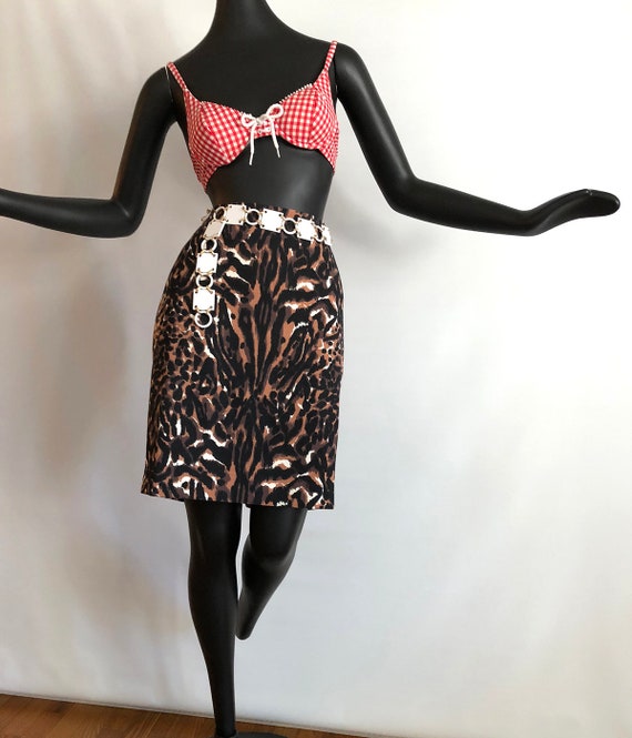 Vintage Leopard Mini Skirt | Rockabilly Pin Up Bo… - image 5
