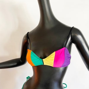 13 Rosa Chá Vintage 90s Brazilian Bikini Top Only Rainbow Color Block Stripes NOS New Old Stock Deadstock Brazil image 1