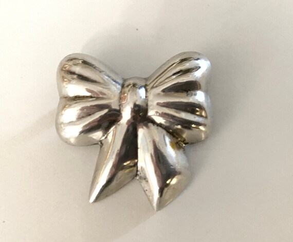 Vintage Sterling Silver BOW Pin / Brooch | Taller… - image 3