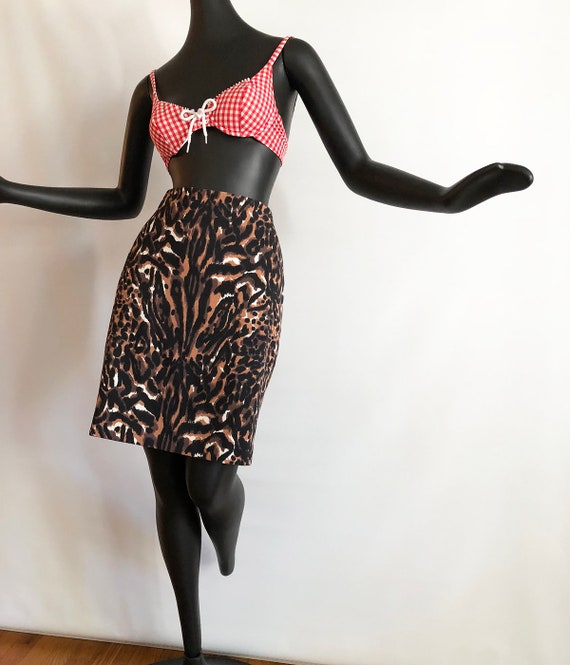 Vintage Leopard Mini Skirt | Rockabilly Pin Up Bo… - image 3