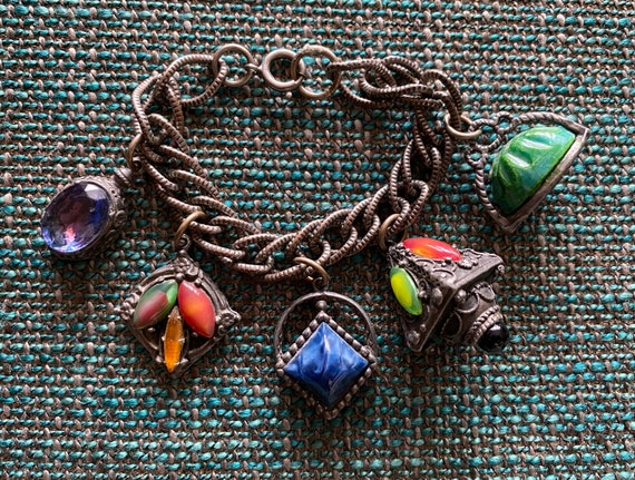 Vintage 60s Etruscan Style Charm Bracelet • Moroc… - image 5