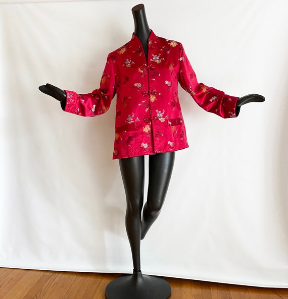 Reversible Vintage 1950s 60s Asian Jacket or Robe… - image 4