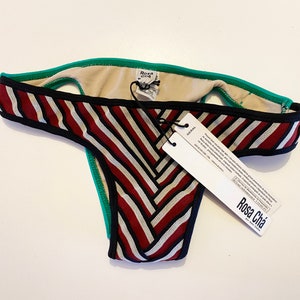 10 Rosa Chá Vintage 90s Brazilian Teeny Bikini BOTTOMS Elastic Bandage Herringbone Chevron NOS New Old Stock Deadstock Made in Brazil image 1