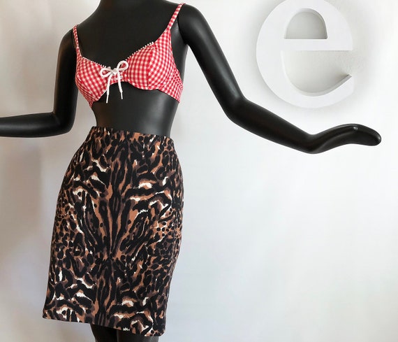 Vintage Leopard Mini Skirt | Rockabilly Pin Up Bo… - image 1