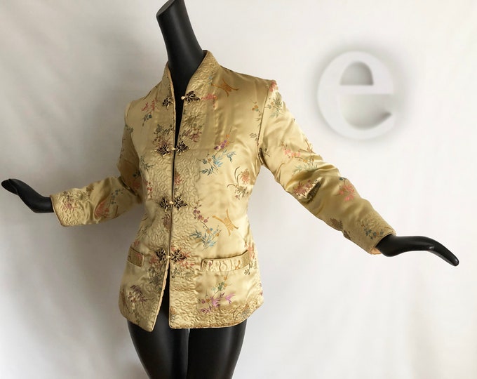 Vintage 70s Chinese Jacket 1970s Quilted Satin Asian Cheongsam Style ...