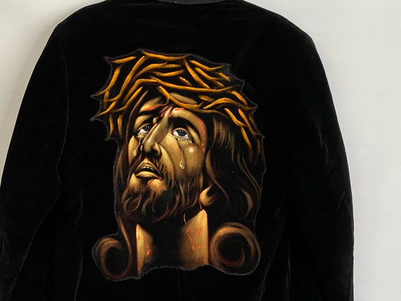 Men's VTG 70s Black Velvet "Jesus Christ" Tuxedo … - image 7